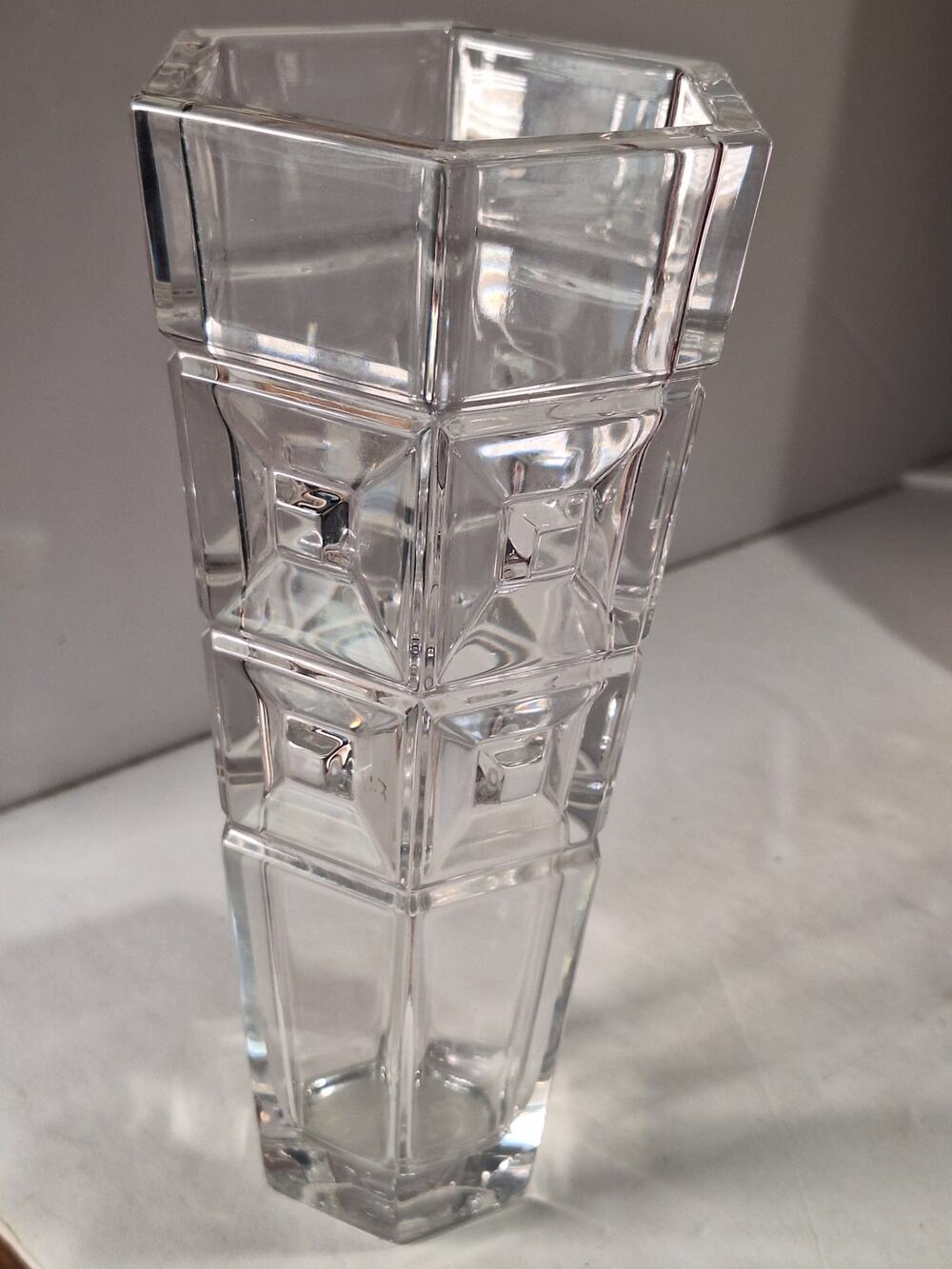 Rosenthal Classic Germany Heavy Crystal Vase 8in Geometric Modern Clear Glass